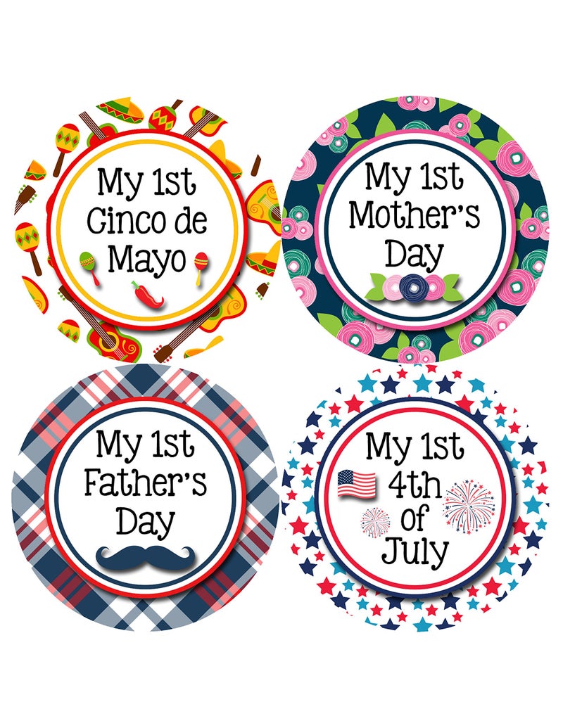 Months In Motion My First Holiday Baby Stickers Milestone Christmas, Birthday, Halloween, Easter, Thanksgiving Baby Sticker (Holiday 2) - Image 3